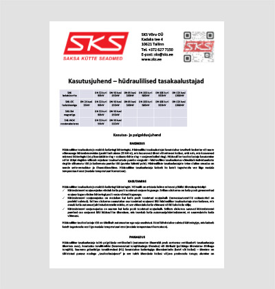 SKS hüdraulilinse tasakaalustaja kasutusjuhend