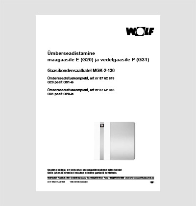 WOLF MGK-2 gaasikondensaatkatel ümberseadistamisjuhend